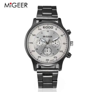 Migeer Mens White Dial Chain Watch
