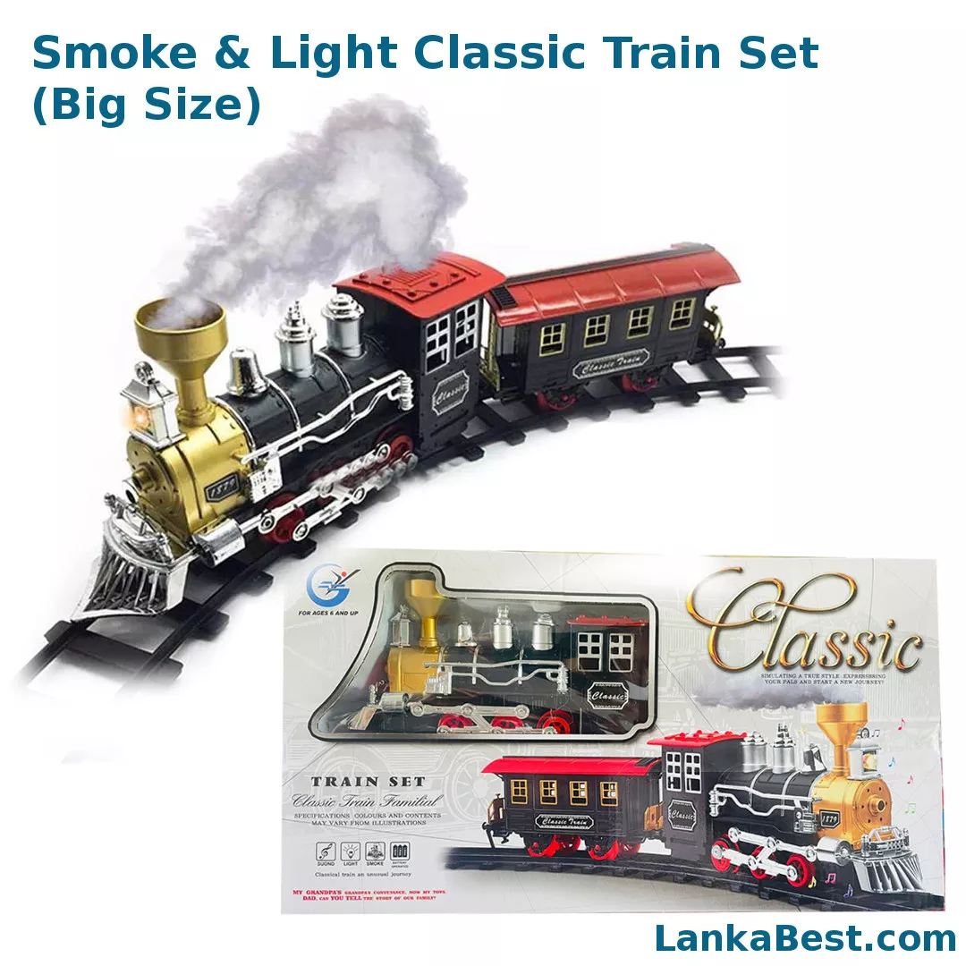 Classic Train Set Toy with Smoke