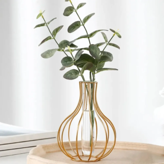 Metal Wire Glass Tube Vase - 16*10cm