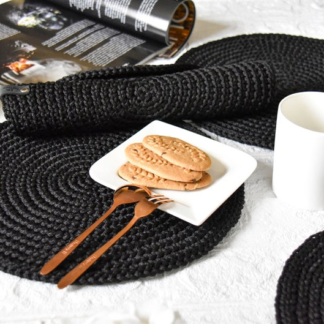 1 Pc Crochet Table Placemat - Black