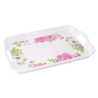 Plastic Flower Pattern Serving Tray - Medium