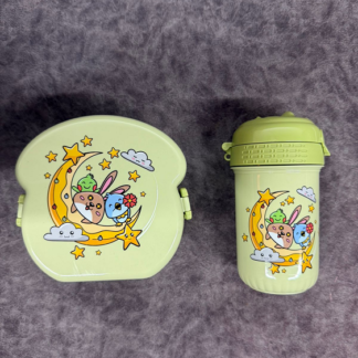 Cartoon Printed Lunch Box With Bottle