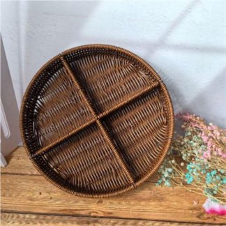 Rattan 4-Compartment Storage Basket