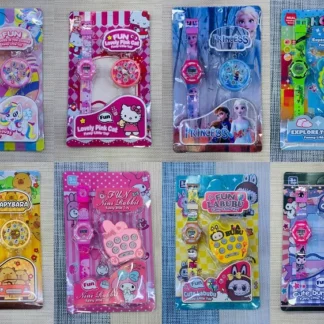 Cartoon Digital Kids Watch And Keychain