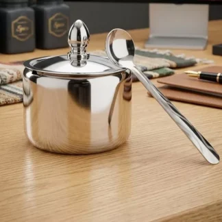 Stainless Steel Pot Round Jar with Spoon