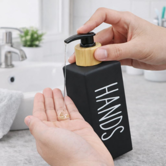 Glass Soap Dispenser Bottle With Wood Lid