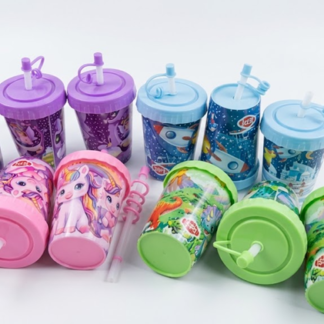 1Pc Kids Printed Tumbler Cups with Straw & Lid