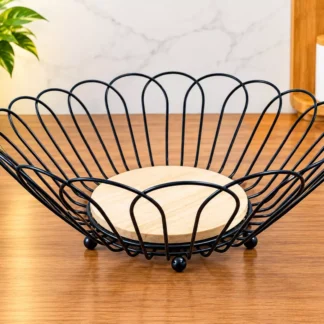 Black metal fruit and vegetable basket